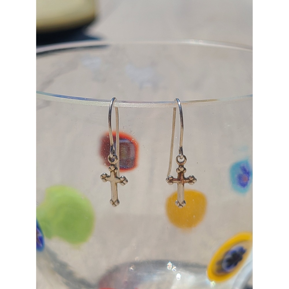 Avon Sterling Silver 925 Cross Dangle Earrings